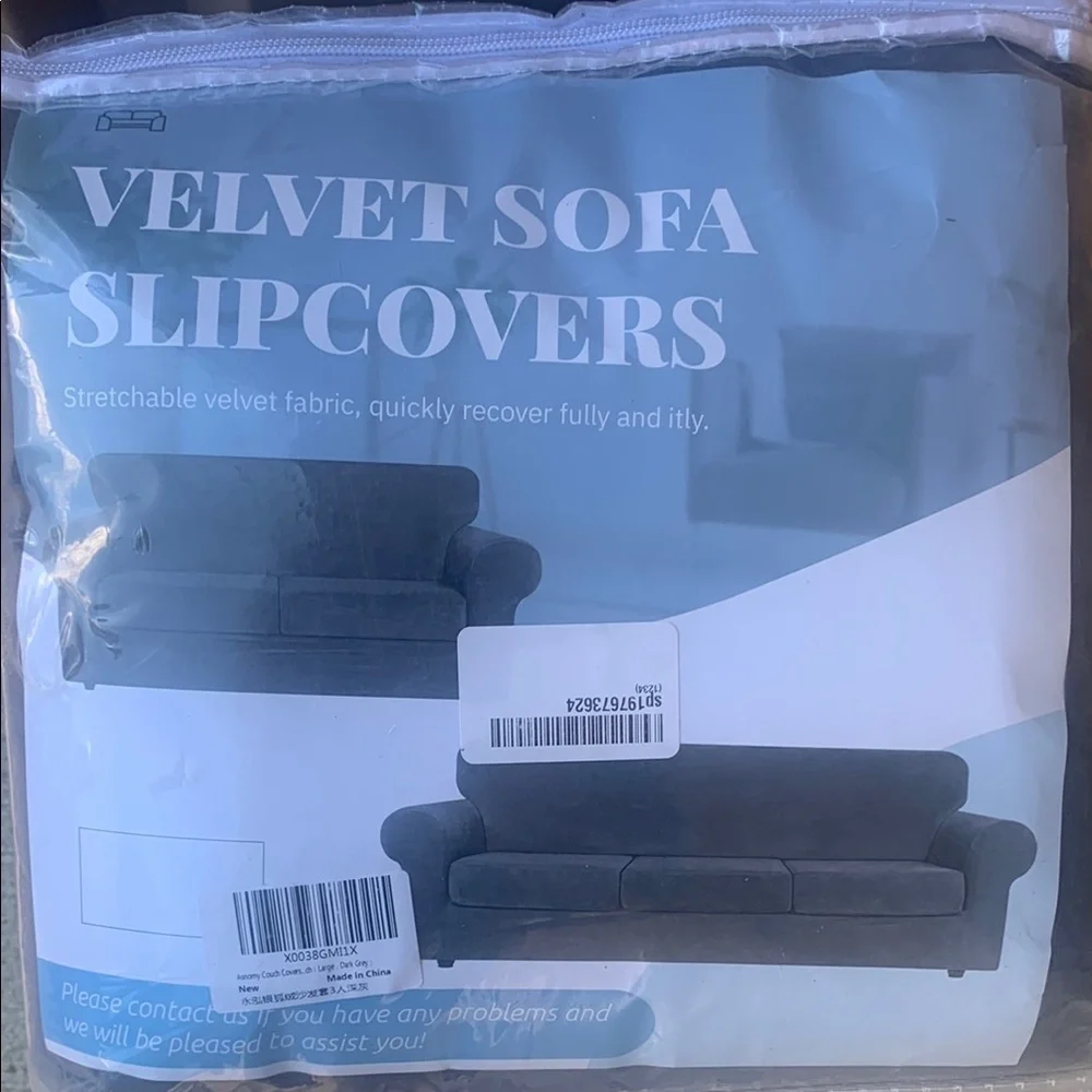 Velvet Sofa Slipcover - Gray